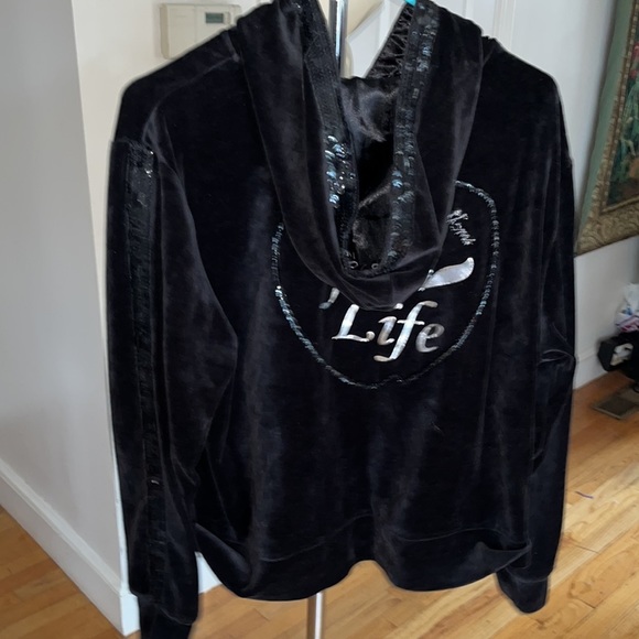 Apple Bottoms size 2X black velour zip hoodie with sequins fits 14-16 - Picture 9 of 16